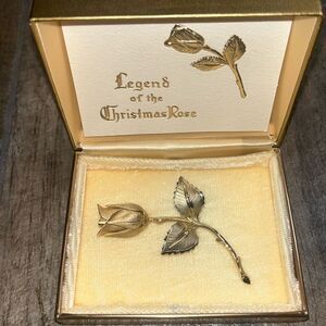 Vintage Giovanni by Longcraft “ Legend of the Christmas Rose”. Gold tone Rose